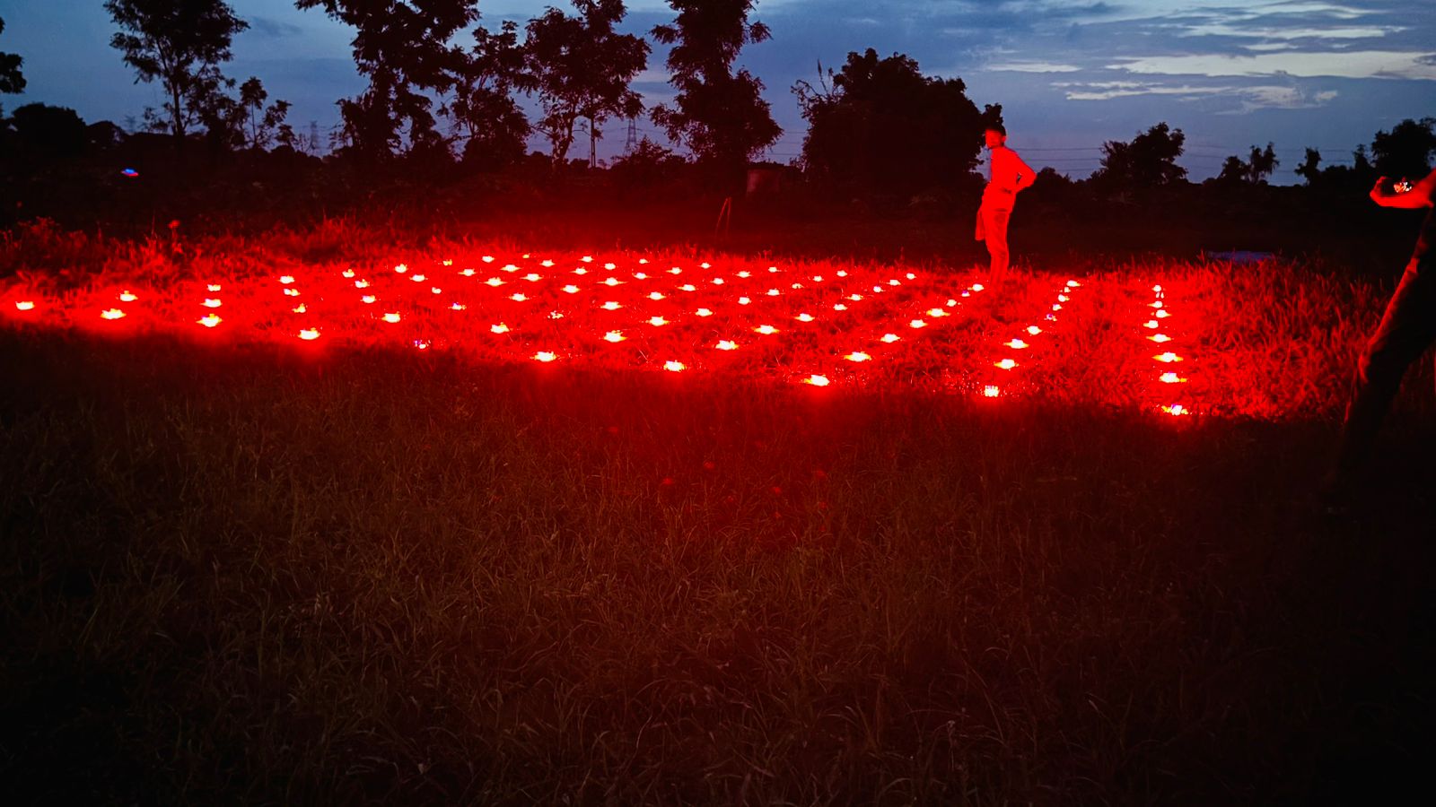 AeroSpark drones glowing red before show